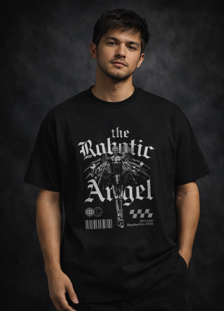 The Robotic Angel Oversized T shirt – Dark Gothic Streetwear Essential